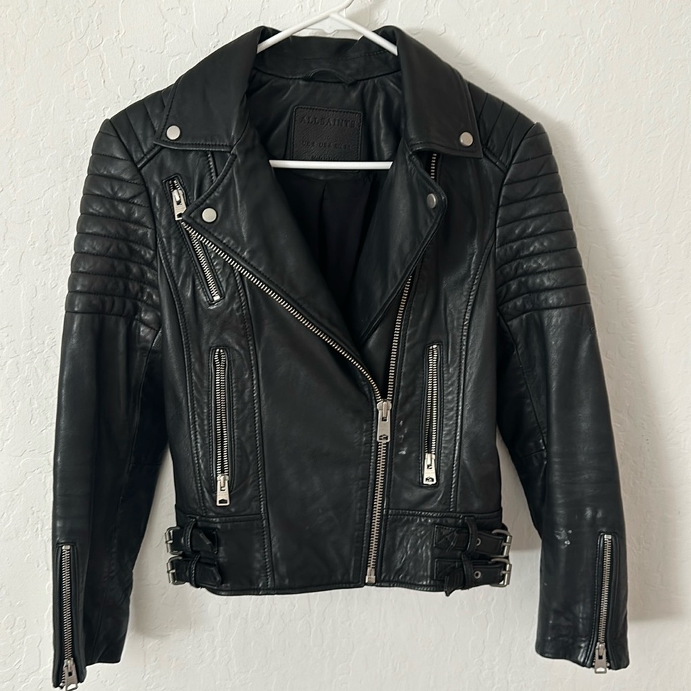 All saints women Papin biker 100% lamb leather jacket